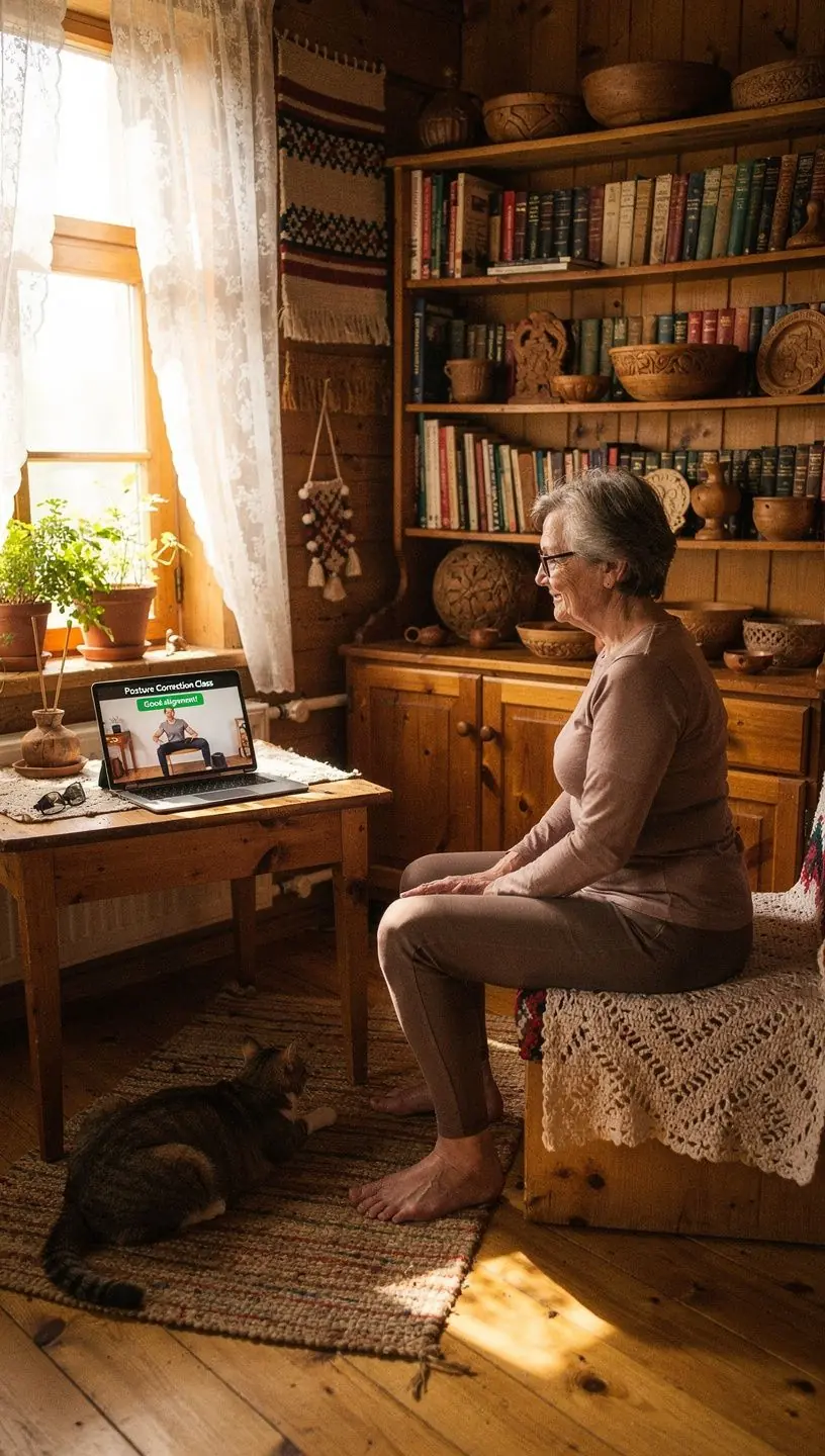 Skaista vide ar mājīgu sporta aprīkojumu, kas aicina uz aktīvu dzīvesveidu.